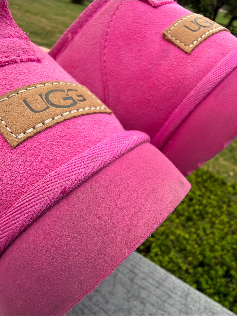 UGG Women's Short Suede Ankle Booties in Bright Pink, Size 11 - Picture 11 of 12